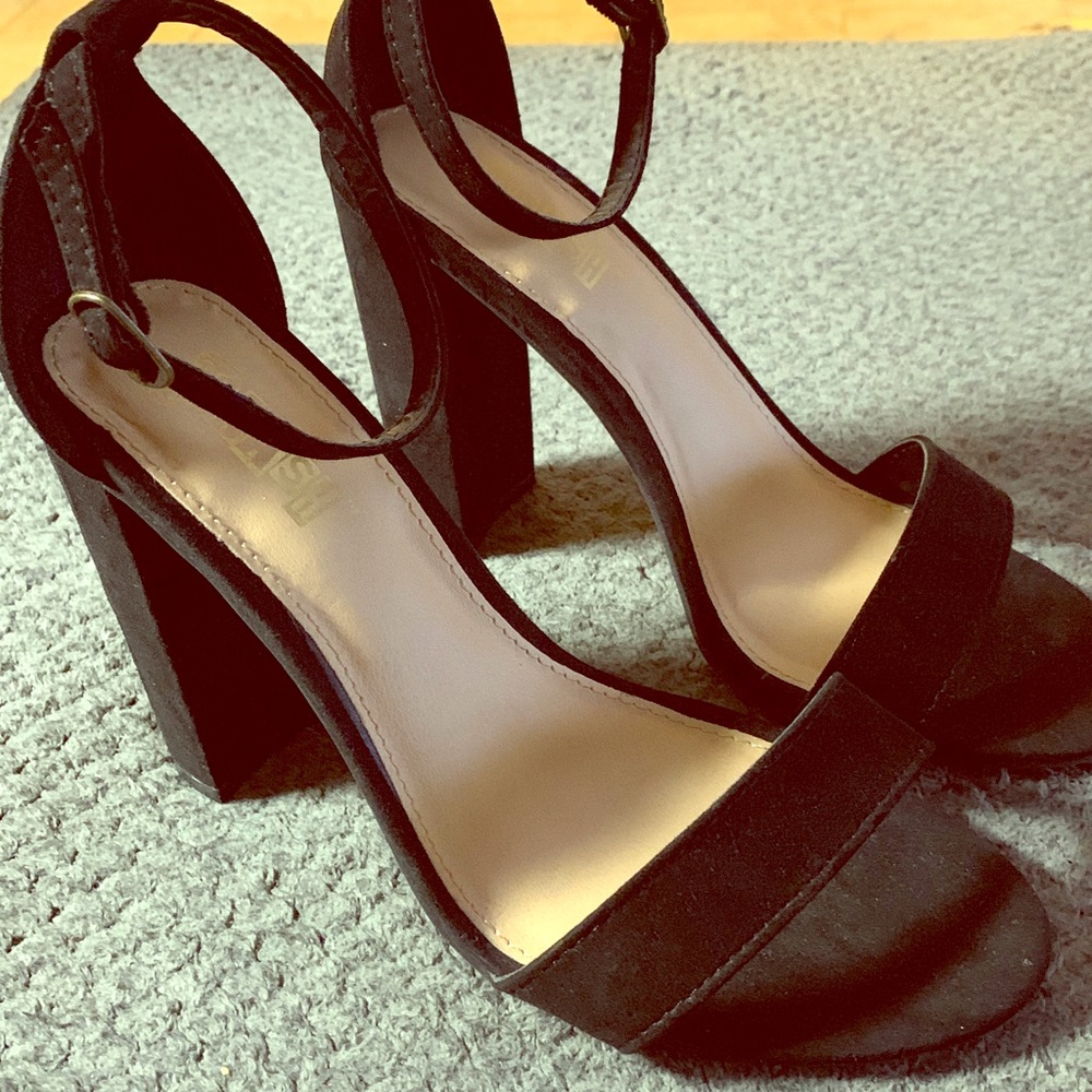 Black strap heels